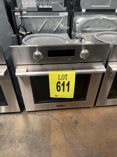 Signature Kitchen Suite 30" Single Electric Wall Oven, Model UPWS3044ST/02, featuring a 4.7 cu. ft. capacity, True Convection, Speed Clean&trade;, GlideShut&trade; Door, Wi-Fi Enabled, Digital Touch Controls, Stainless Steel Exterior, Blue Interior, includes Meat Pro