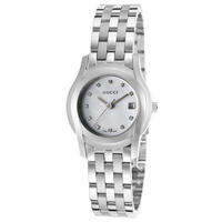 GUCCI, WOMEN'S 5500 DIAMOND STAINLESS STEEL WHITE MOP DIAL SS WATCH, GUCCI-YA055501 (IN ORIGINAL BOX) - MSRP: $1290 US