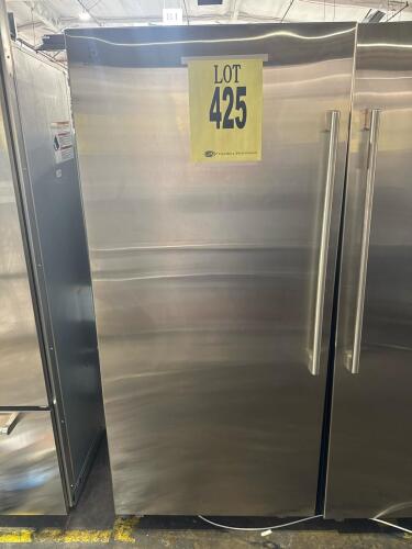 Electrolux EI33AF80WS3 19 cu ft single-door upright freezer in stainless steel, features include built-in or freestanding installation, factory installed ice maker, premium full-width metal shelves, LuxCool cooling system, soft freeze drawer, fingerprint 