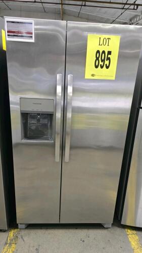 Frigidaire FRSS2623AS9 Side-by-Side Refrigerator, 25.6 Cu. Ft., Stainless Steel, featuring EvenTemp&trade; Cooling System, Fresh Storage Crispers, Flexible Interior Organization, High-Capacity Freezer Ice Maker, Door-Open Alarm, Serial Number: 4A21104079. $1699