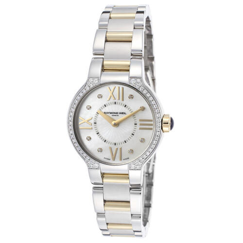 RAYMOND WEIL, WOMEN'S NOEMIA TWO-TONE SS WHITE MOP DIAL SS CRYSTALS WATCH, RW-5927-SPS-00995 (IN ORIGINAL BOX) - MSRP: $2495 US