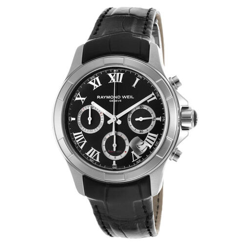 RAYMOND WEIL, MEN'S PARSIFAL AUTOMATIC CHRONOGRAPH BLACK GENUINE ALLIGATOR & DIAL WATCH, RW-7260-STC-00208 (IN ORIGINAL BOX) - MSRP: $3850 US