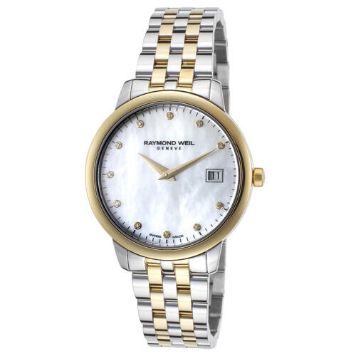 RAYMOND WEIL, WOMEN'S TOCCATA DIAMOND TWO-TONE SS MOTHER OF PEARL DIAL WATCH, RW-5388-STP-97081 (IN ORIGINAL BOX) - MSRP: $1095 US