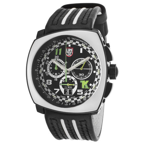 LUMINOX, TONY KANAAN CHRONOGRAPH BLACK GENUINE LEATHER AND DIAL WATCH, LUMINOX-1143 (IN ORIGINAL BOX) - MSRP: $1400 US