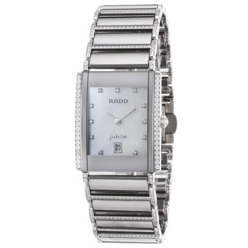 RADO, WOMEN'S INTEGRAL DIAMOND SS & SILVER-TONE CERAMIC WHITE MOP DIAL WATCH, RADO-R20671919 (IN ORIGINAL BOX) - MSRP: $9100 US