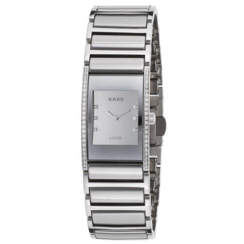 RADO, WOMEN'S INTEGRAL DIAMOND BEZEL SILVER-TONE CERAMIC & SS MIRRORED DIAL WATCH, RADO-R20733712-SD "STORE DISPLAY" (IN ORIGINAL BOX) - MSRP: $3800 US