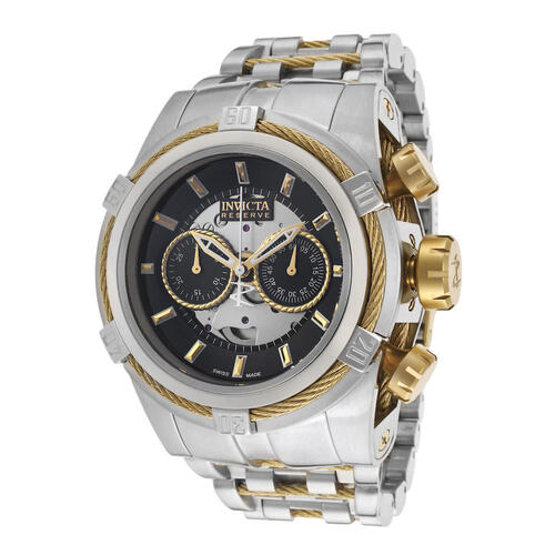 INVICTA, MEN'S BOLT RESERVE AUTO SS BLACK DIAL GOLD-TONE ACCENT 2 SUBDIALS WATCH, INVICTA-12720 (IN ORIGINAL BOX) - MSRP: $3895 US