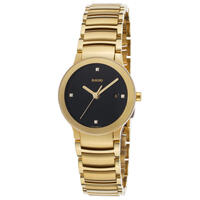 RADO, WOMEN'S CENTRIX DIAMOND GOLD-TONE SS BLACK DIAL GOLD-TONE SS WATCH, RADO-R30528713 (IN ORIGINAL BOX) - MSRP: $1200 US