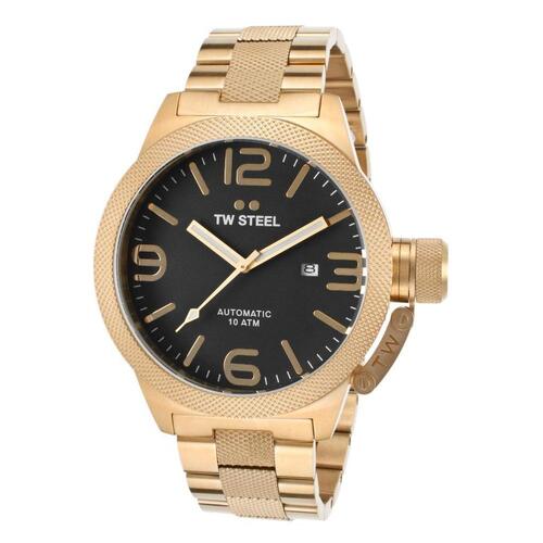 TW STEEL, CANTEEN, MEN'S CANTEEN AUTO GOLD-TONE SS BLACK DIAL WATCH, TW-CB96 (IN ORIGINAL BOX) - MSRP: $725 US