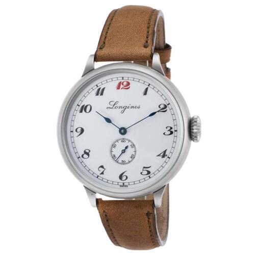 LONGINES, , MEN'S "PRE-OWNED" LTD ED AUTO BROWN GEN LEATHER WHITE DIAL MATTE SS CASE WATCH, LONGINES-L7-881-4-PO, "PRE-OWNED" (IN GENERIC BOX) - MSRP: $6750 US