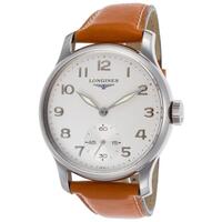 LONGINES, MASTER, MEN'S "PRE-OWNED" MASTER MECHANICAL TAN GENUINE LEATHER SILVER-TONE DIAL WATCH, LONGINES-AG002221-PO, "PRE-OWNED" (IN ORIGINAL BOX) - MSRP: $3900 US