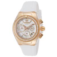 TECHNOMARINE, CRUISE, WOMEN'S CRUISE DIAMONDS CHRONOGRAPH WHITE SILICONE SILVER-TONE DIAL WATCH, TECHNO-TM-111007 (IN ORIGINAL BOX) - MSRP: $2900 US