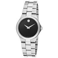 MOVADO, MUSEUM, WOMEN'S MUSEUM SILVER-TONE STAINLESS STEEL BLACK DIAL WATCH, MOV-0606558 (IN ORIGINAL BOX) - MSRP: $995 US