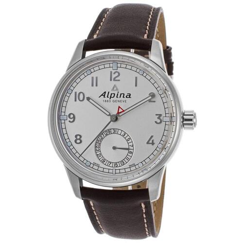 ALPINA, , MEN'S AUTOMATIC DARK BROWN GENUINE LEATHER SILVER-TONE DIAL WATCH, ALPINA-AL-710S4E6 (IN ORIGINAL BOX) - MSRP: $2795 US