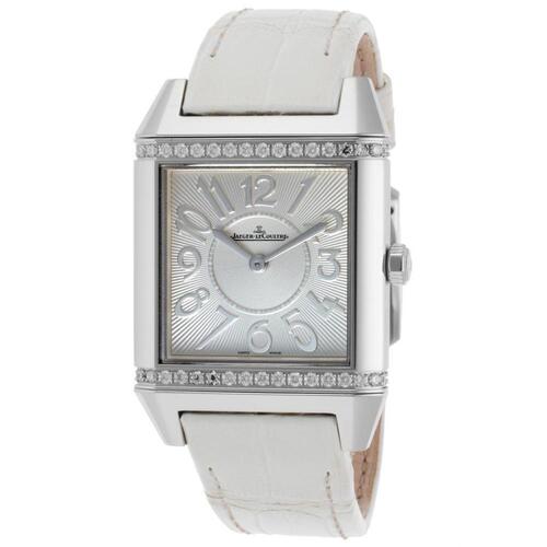 JAEGER-LECOULTRE, REVERSO SQUADRA, WOMEN'S "PRE-OWNED" REVERSO SQUADRA DIAM WHT ALLIGATOR SLVR-TONE DIAL SS WATCH, JAEGER-Q-7038420-PO, "PRE-OWNED" (IN GENERIC BOX) - MSRP: $8400 US