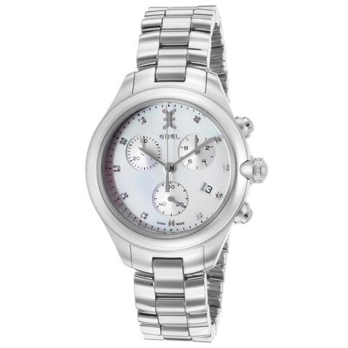 EBEL, ONDE, WOMEN'S ONDE DIAMONDS CHRONOGRAPH STAINLESS STEEL WHITE MOP DIAL WATCH, EBEL-1216177 (IN ORIGINAL BOX) - MSRP: $3400 US