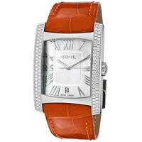 EBEL, BRASILIA, WOMEN'S BRASILIA DIAMOND ORANGE GENUINE LEATHER MOTHER OF PEARL DIAL WATCH, EBEL-9255M48-923035289XS (IN ORIGINAL BOX) - MSRP: $9700 US