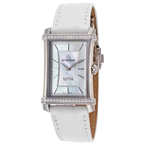 ETERNA, CONTESSA, WOMEN'S CONTESSA DIAMOND WHITE GENUINE ALLIGATOR AND MOP DIAL WATCH, ETERNA-2410-48-66-1247 (IN ORIGINAL BOX) - MSRP: $5995 US