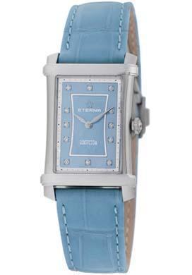 ETERNA, CONTESSA, WOMENÃ­S DIAMOND CONTESSA BLUE GENUINE LEATHER BLUE DIAL WATCH, ETERNA-2410-41-87-1222 (IN ORIGINAL BOX) - MSRP: $3495 US