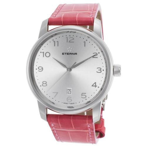 ETERNA, SOLEURE, MEN'S SOLEURE AUTOMATIC PINK GENUINE ALLIGATOR SILVER-TONE DIAL WATCH, ETERNA-8310-41-14-1211 (IN ORIGINAL BOX) - MSRP: $3600 US