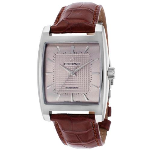 ETERNA, MADISON, MEN'S MADISON MECHANICAL BROWN GENUINE ALLIGATOR SILVER-TONE DIAL SS WATCH, ETERNA-7711-41-31-1178 (IN ORIGINAL BOX) - MSRP: $6495 US