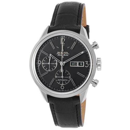 BULOVA ACCU-SWISS, MURREN, MEN'S MURREN AUTO CHRONO BLACK GENUINE LEATHER AND DIAL WATCH, ACCUSWISS-63C115 (IN ORIGINAL BOX) - MSRP: $2195 US