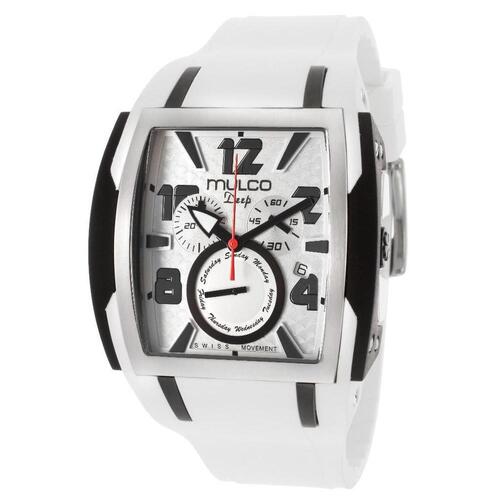 MULCO, DEEP, MEN'S DEEP CHRONOGRAPH WHITE SILICONE WHITE DIAL BLACK ACCENT WATCH, MULCO-MW113186015 (IN GENERIC BOX) - MSRP: $560 US