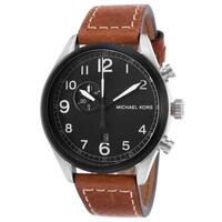 MICHAEL KORS, HANGAR, MEN'S HANGAR BROWN GENUINE LEATHER BLACK DIAL WATCH, M.KORS-MK7068 (IN ORIGINAL BOX) - MSRP: $225 US