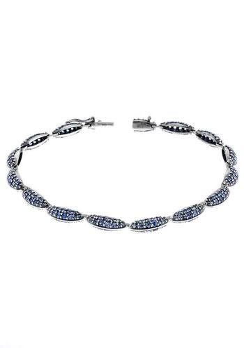 ALEXIS BITTAR, , WOMEN'S LIGHT OXIDIZED STERLING SILVER LIGHT BLUE SAPPHIRE BRACELET, ALEXISBITJ-FN41B017 (NO BOX) - MSRP: $1995 US