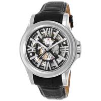 BULOVA ACCU-SWISS, KIRKWOOD, MEN'S KIRKWOOD AUTOMATIC BLACK GENUINE LEATHER SKELETONIZED DIAL SS WATCH, ACCUSWISS-63A122 (IN ORIGINAL BOX) - MSRP: $1895 US