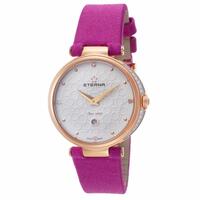 ETERNA, GRACE, WOMEN'S GRACE DIAMOND FUCHSIA FABRIC WHITE DIAL ROSE-TONE SS WATCH, ETERNA-2566-60-61-1371 (MSRP $2000) (IN ORIGINAL BOX)