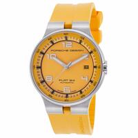 PORSCHE DESIGN, FLAT SIX, MEN'S FLAT 6 AUTO YELLOW RUBBER AND DIAL STAINLESS STEEL WATCH, PORSCHED-6351-41-94-1257 (MSRP $3500) (IN ORIGINAL BOX)