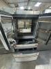 Caf&eacute; CJE23DP4WBW2 23.2 Cu. Ft. 4-Door French-Door Refrigerator, featuring a counter-depth design, ENERGY STAR certification, dual-dispenser with autofill pitcher, bottom freezer with drawers, and smart connectivity. Serial Number: SZ139418, RETAIL: $4999 - 3