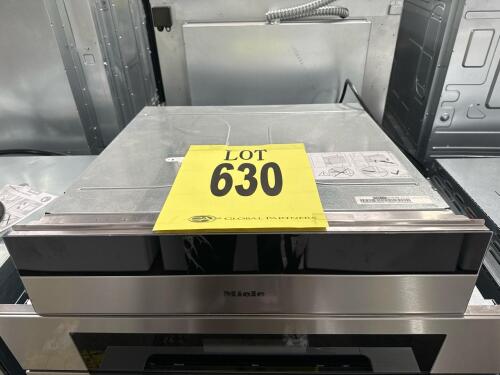 Miele ESW 6114 Warming Drawer, Clean Touch Steel finish, built-in design, 23.5" width, 0.44 cu ft capacity, fan-assisted convection, temperature range 104&deg;F-158&deg;F, Touch controls, Push2Open, 120V/60Hz/15A, Serial 000176208400, RETAIL: $1399