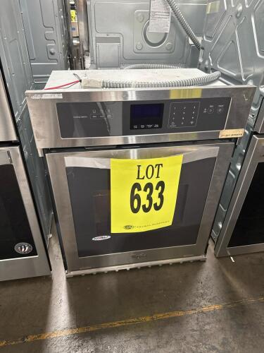 Whirlpool WOS51ES4ES00 24" Built-In Single Electric Wall Oven features a 3.1 cu. ft. capacity, high-heat self-cleaning system, keep warm setting, closed door broiling, dual interior lighting, touch control digital display, 12-hour delay cook setting, Sabb