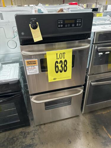GE JRP28SKSS 24" Stainless Steel Built-in Electric Double Wall Oven, featuring self-cleaning upper oven, manual clean lower oven, electronic oven controls, ClearView&trade; windows, interior oven lights, two oven racks per oven, multiple oven rack positions, fr