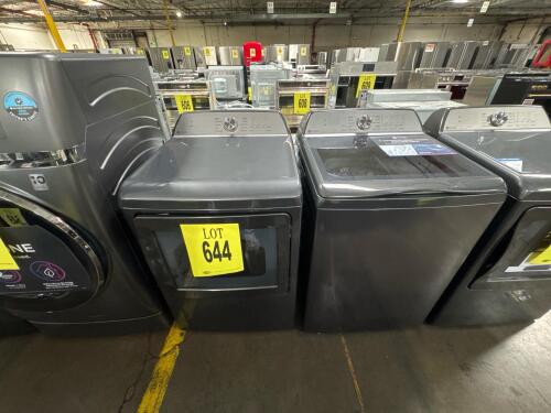 GE Profile Top Load Washer 5.0 cu. ft. PTW600BPR1DG &amp; Gas Dryer 7.4 cu. ft. PTD60G0BPR0DG, Diamond Gray, Smarter Wash Technology, Microban Antimicrobial, FlexDispense, Sanitize cycles, WiFi SmartHQ compatible, stainless steel washer drum, aluminized a