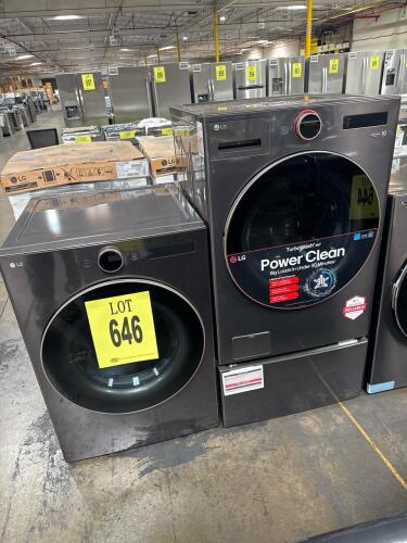 LG Washer WM6500HBA &amp; Gas Dryer DLGX6501B Set with (1) Pedestal WDP6B, Black Steel, 5.0/7.4 cu. ft., featuring TurboWash 360&deg;, AI DD, TurboSteam Technology, AI Sensor Dry, FlowSense Duct Clogging Indicator, LoDecibel Quiet Operation, Reversible Door, 