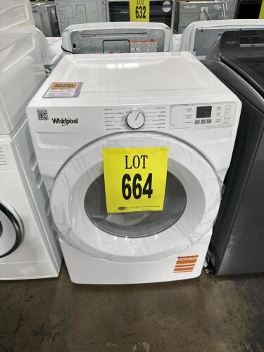 Whirlpool WED4720RW0 7.4 cu. ft. Electric Dryer, featuring Quick Dry Cycle, Wrinkle Control Cycle, Air Dry Cycle, EcoBoost&trade; Option, stackable design, optional pedestals available, Air Flow Detection feature. Serial Number: ME3537772, RETAIL: $699