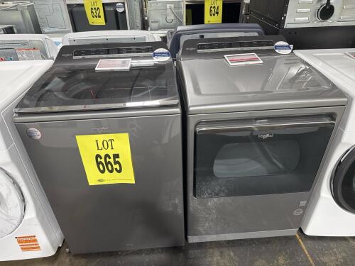 Whirlpool WTW8127LC1 5.3 cu. ft. Top Load Washer and WGD8127LC 7.4 cu. ft. Gas Dryer set, Chrome Shadow finish, high efficiency washer with 2 in 1 removable agitator, Load &amp; Go dispenser, pretreat station plus, ENERGY STAR certified, 36 wash/dry cycle