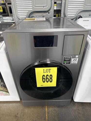 Samsung WD53DBA900HZ 5.3 cu. ft. Large Capacity Smart Front Load Washer Dryer Combo, brushed black finish, 2024, digital controls, ENERGY STAR certified, WiFi, Steam Wash, AI OptiWash&trade;, max spin speed 1300 RPM, dimensions 27" x 34.5" x 43.7", weight 221 l