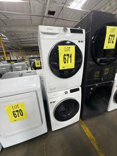 Samsung WASHER AND DRYER, MODEL: DV25B6900HW, WW25B6900AW, SERIAL: OYDB5AET900159V AND OXCZ5ADW401601T, RETAIL: $2158