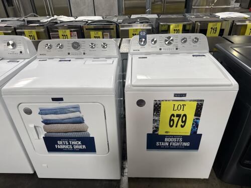 Maytag MVW5035MW0 4.5 cu. ft. Top-Load Washer and MGD5030MW1 7.0 cu. ft. Gas Dryer, white finish, features include Extra Power, deep fill option, auto sensing, spin speed up to 680 RPM, built-in water faucet (washer); moisture sensor, wrinkle control, rev