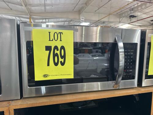 Frigidaire FMOS1846BSA 1.8 cu. ft. 1000W Countertop Microwave Oven, Stainless Steel, 2024 Model with 12.4" turntable, overall dimensions 21.75" x 19.25" x 12.88", electronic touch controls, sensor cook, UL Listed, energy verified, serial number KG40400072
