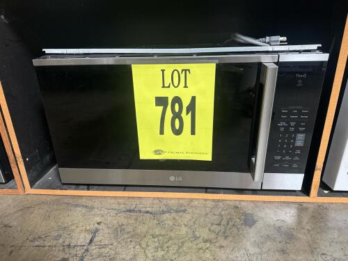 LG MVEM1825X Over-the-Range Microwave Oven, featuring 1.8 cu. ft. capacity, 1,000W power output, Wi-Fi connectivity with ThinQ&reg; stainless steel finish, dimensions: 29 7/8" W x 15 7/8" D x 16 7/16" H, weight: 49 lbs. S/N-503TATGHH649 $400