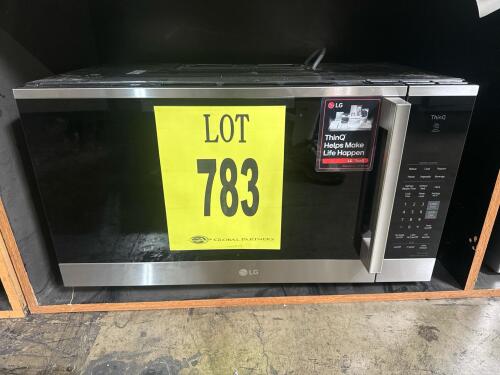 LG MVEM1825X Over-the-Range Microwave Oven, featuring 1.8 cu. ft. capacity, 1000W power output, Sensor Cooking, Auto Cook, 300 CFM Ventilation, EasyClean&reg; Interior, Wi-Fi Connectivity, SmoothTouch&trade; Glass Controls, PrintProof&trade; Stainless Steel finish, S/N-5