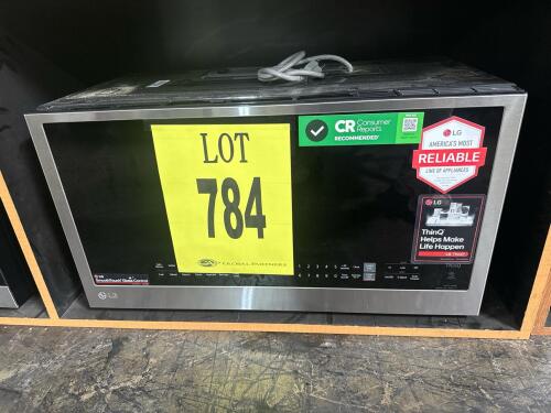 LG MVEL2033F Over-the-Range Microwave Oven, featuring 2.0 cu. ft. capacity, 1,050 W power output, SmoothTouch&trade; Glass Touch Controls, EasyClean&reg; Interior, 14.2" turntable, Sensor Cooking, Wi-Fi Connectivity with ThinQ&reg; Technology, 400 CFM Ventilation Syste