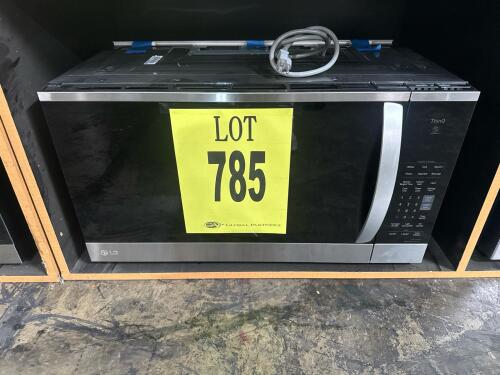 LG MVEM1825F 1.8 cu. ft. Over-the-Range Microwave, 1000W power, keypad controls, stainless steel finish, 29.88 x 16.44 x 15.88 in, 56.6 lbs, 120V, 2450 MHz, manufactured February 2023, FCC ID BEJ1842NAE, UL Listed, Serial Number: 302TABNGG445 $428