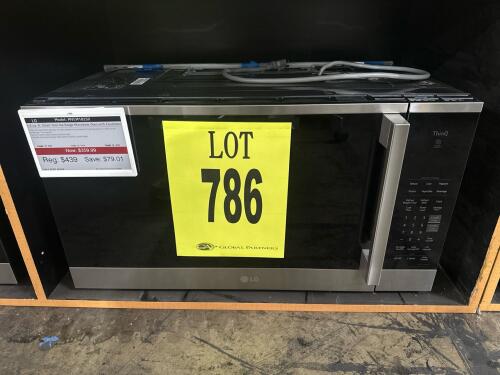 LG MVEM1825X/00 Over-the-Range Microwave Oven, featuring a 1.8 cu. ft. capacity, 1,000 W power output, Wi-Fi Enabled with ThinQ&reg; Technology, Sensor Cook, EasyClean&reg; Interior, 300 CFM Exhaust Fan, Auto Cook Options, PrintProof&trade; Stainless Steel finish, Smoo
