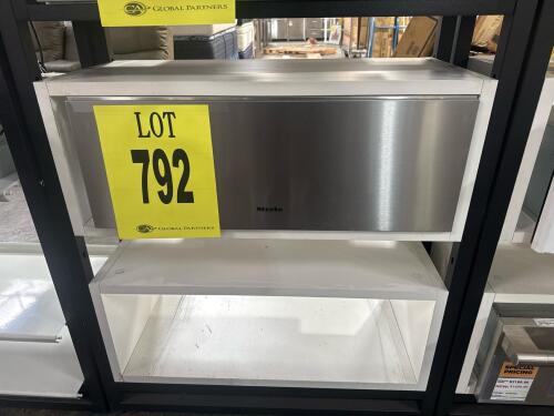 Miele ESW 7580 Warming Drawer, 30" width and 10 13/16" height, Clean Touch Steel finish, SensorTouch controls, four operating modes, Slow Roasting feature, Push2open mechanism, Miele@home connectivity, fully telescopic runners, non-slip liner, includes ra